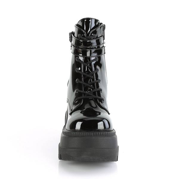 Demonia Shaker-52 Black Patent Stiefel Herren D698-701 Gothic Plateaustiefel Schwarz Deutschland SALE